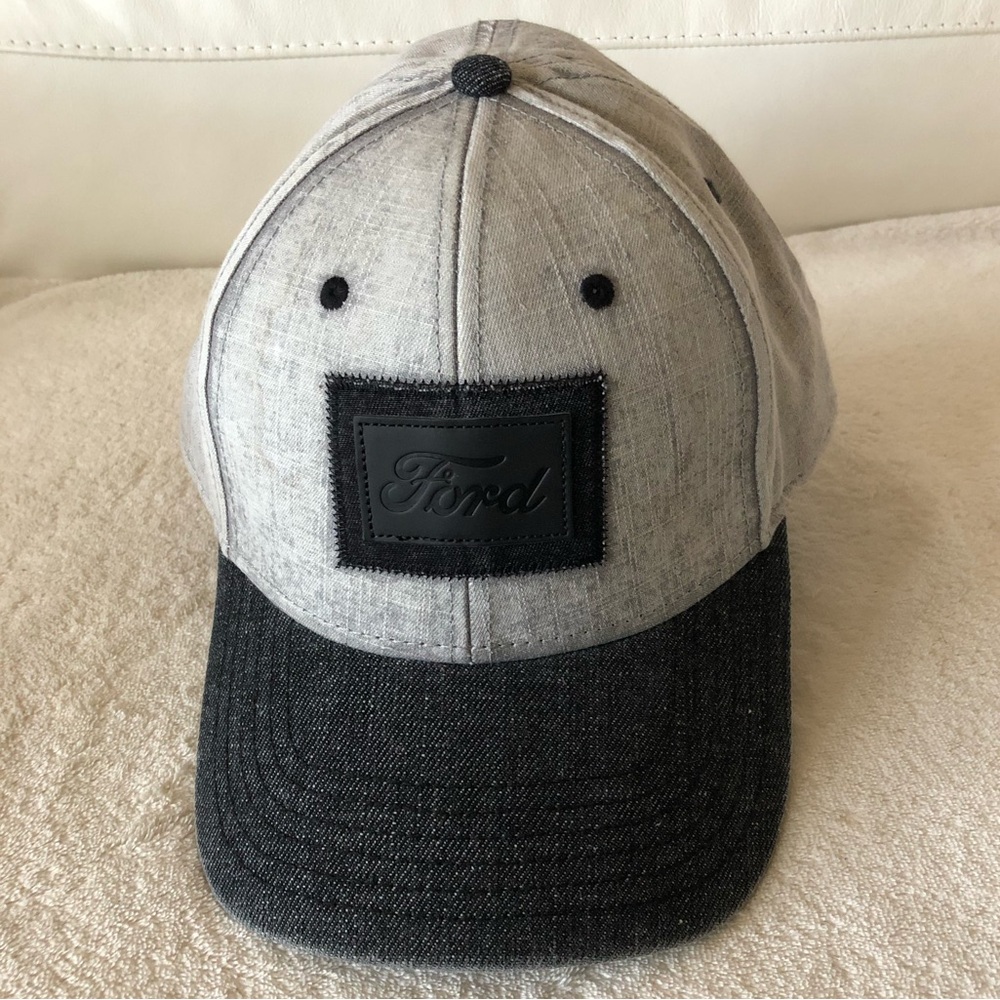 Ford distressed denim colorblock trucker snapback ball cap hat